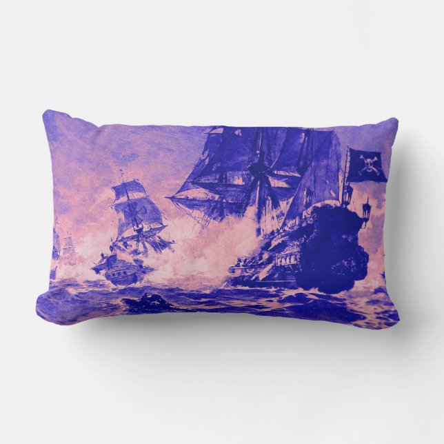 Coussin Rectangle BATAILLE DE BATEAU EN rose bleu (Recto)
