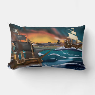 Coussin Rectangle Bataille de navire pirate !