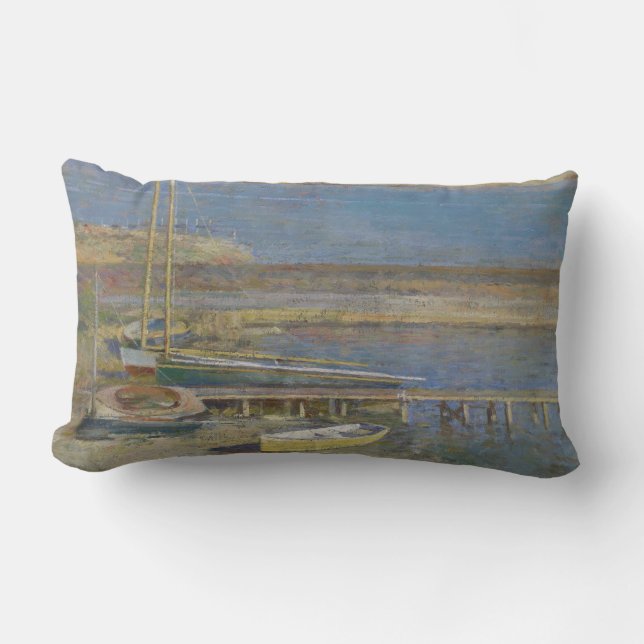 Coussin Rectangle Bateaux à un Landing (Paysage de la Nouvelle-Angle (Recto)