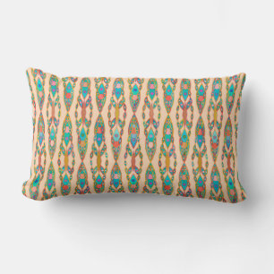 Coussin Rectangle Batik Tribal - Peach rose et Turquoise
