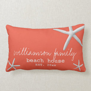 Coussin Rectangle Beach House Fécule côtière corail foncé
