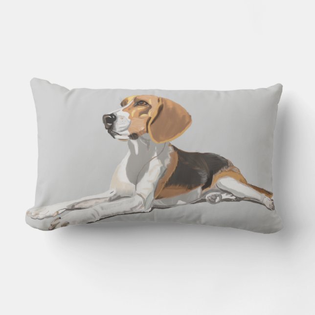 Coussin Rectangle Beagle blanc, noir et feu (Recto)