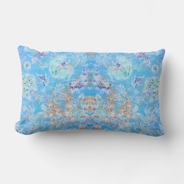 Coussin Rectangle Beau bleu pastel floral (Recto)