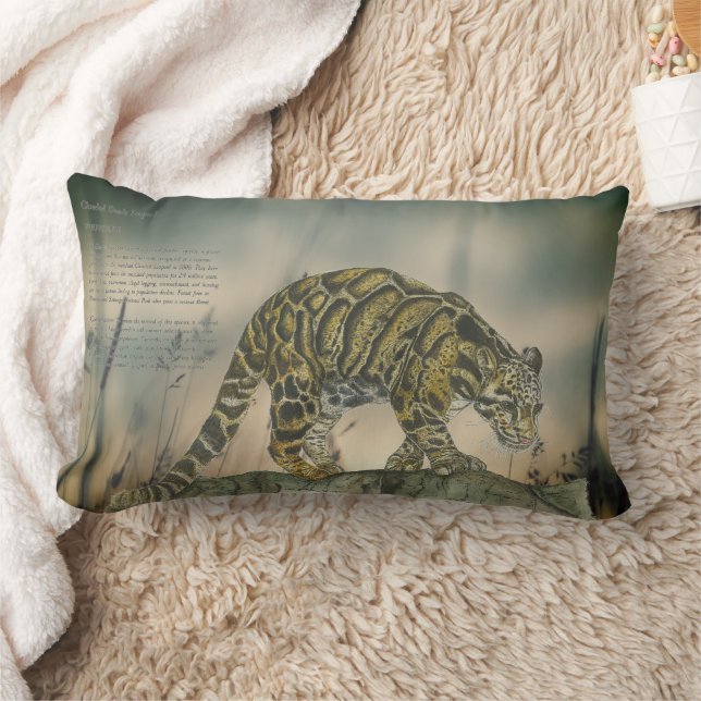Coussin Rectangle Beau léopard nuageux peint à la main (Couverture)