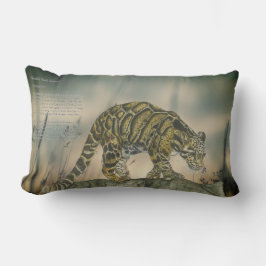 Coussin Rectangle Beau léopard nuageux peint à la main