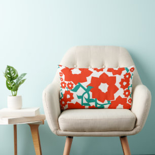 Coussin Rectangle beau motif de fleurs rouges pour noël