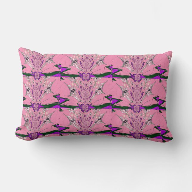 Coussin Rectangle Beau motif de teinte violet rose bébé monogramme (Recto)