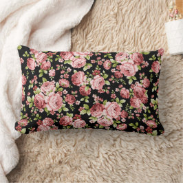 Coussin Rectangle Beau Roses à motifs floraux avec feuillage vert