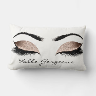 Coussin Rectangle Beauté blanche Lashes de maquillage rose Bonjour m