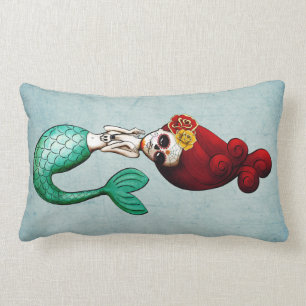 Coussin Rectangle Beauté de Dia de Los Muertos Mermaid