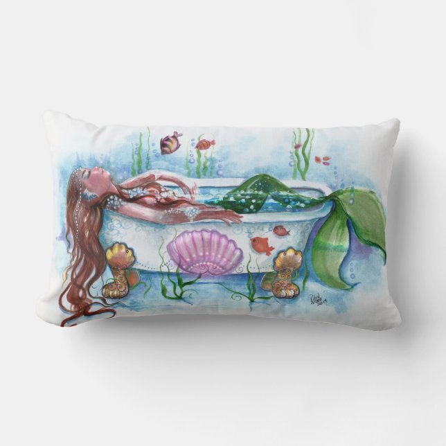 Coussin Rectangle Beauté de sirène dans la baignoire (Recto)
