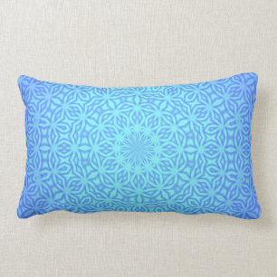 Coussin Rectangle Beaux Bleus Élégant Motif Kaléidoscope Bleu