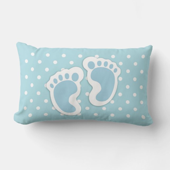 Coussin Rectangle Bébé bleu mou Pieds de garçon (Recto)