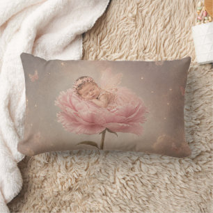 Coussin Rectangle Bébé endormi fleur rose