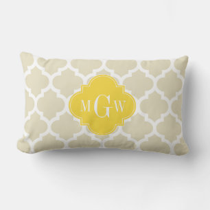 Coussin Rectangle Beige, Avec Marocain #5 Ananas 3 Monogramme initia