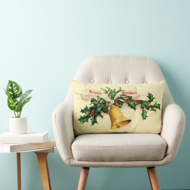 Coussin Rectangle Bell vintage, Mistletoe & Holly (Chaise)