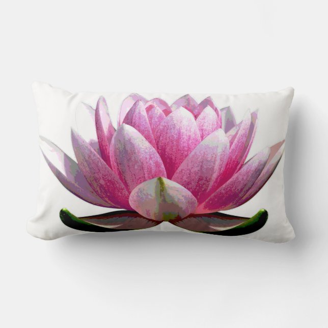 Coussin Rectangle Belle fleur de Lotus rose et blanc (Recto)