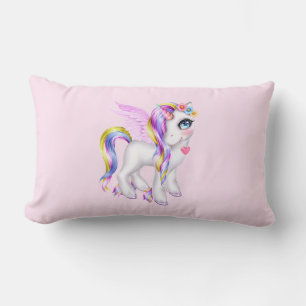 Coussin Rectangle Belle licorne avec Rainbow Mane