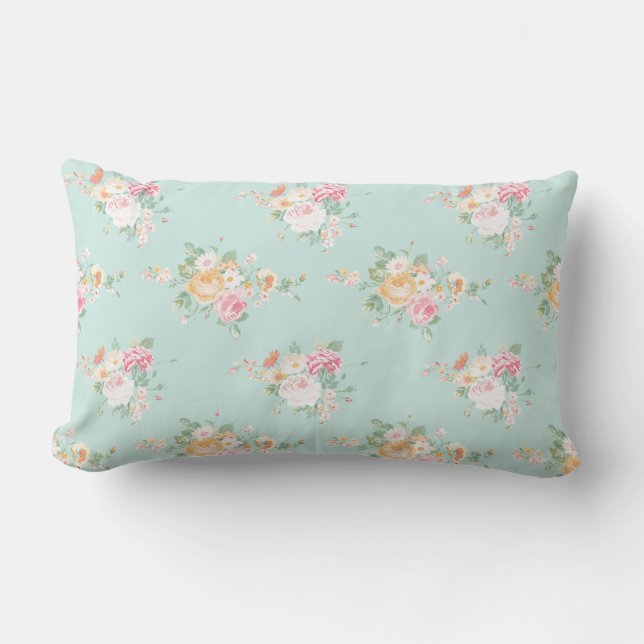 Coussin Rectangle belle, menthe, shabby chic, country chic, floral, (Recto)