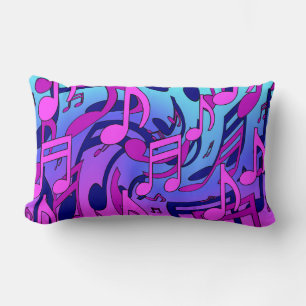 Coussin Rectangle Belle Musique Notes vives Pink Purple Blue Aqua