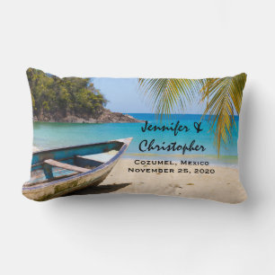 Coussin Rectangle Belle plage tropicale avec un Mariage en bateau