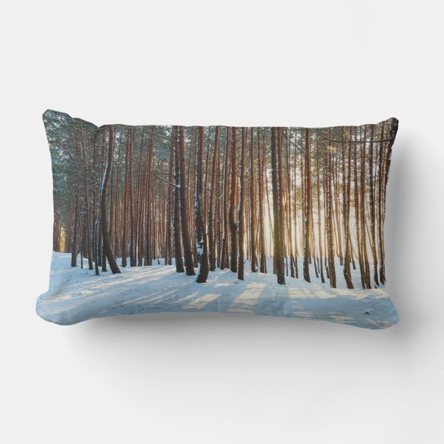 Coussin Rectangle Belle vue sur la forêt de neige (Recto)