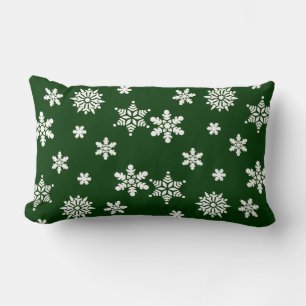 Coussin Rectangle Belles flocons blancs sur un arrière - plan vert