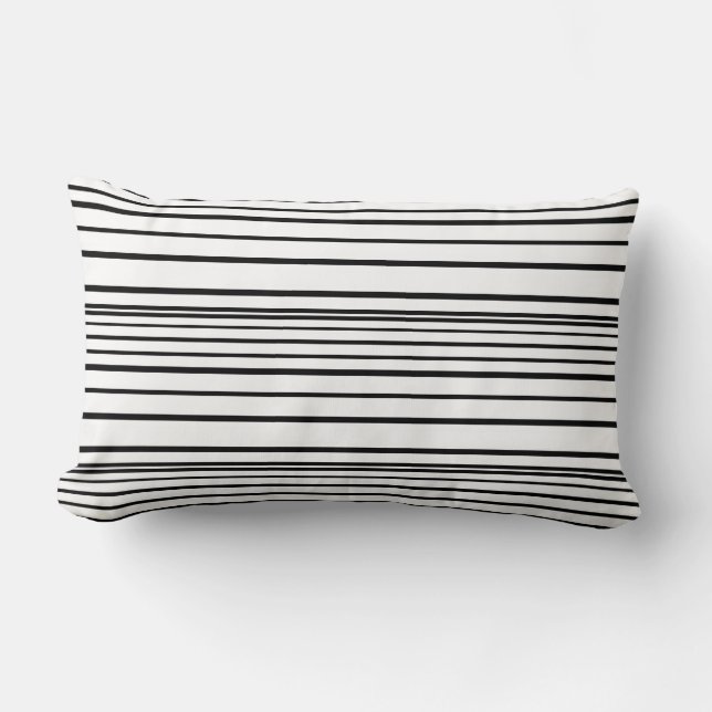 Coussin Rectangle Belles rayures blanches noires (Recto)