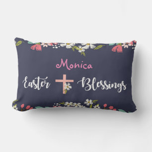 Coussin Rectangle Bénédiction de Pâques de fleurs Christ ressuscitée
