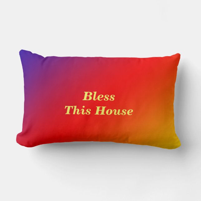 Coussin Rectangle Bénissez Cette Maison Vivid Arc-En-Ciel Jeter (Recto)