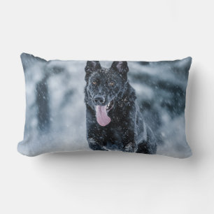 Coussin Rectangle Berger allemand noir dans la couverture de duvet d