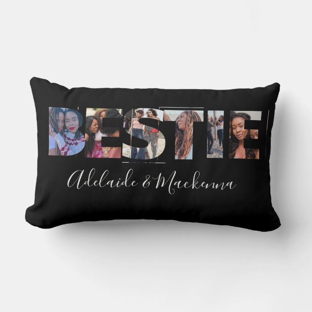 Coussin Rectangle Bestie personnalisée BFF Best Friends Photo Collag (Recto)