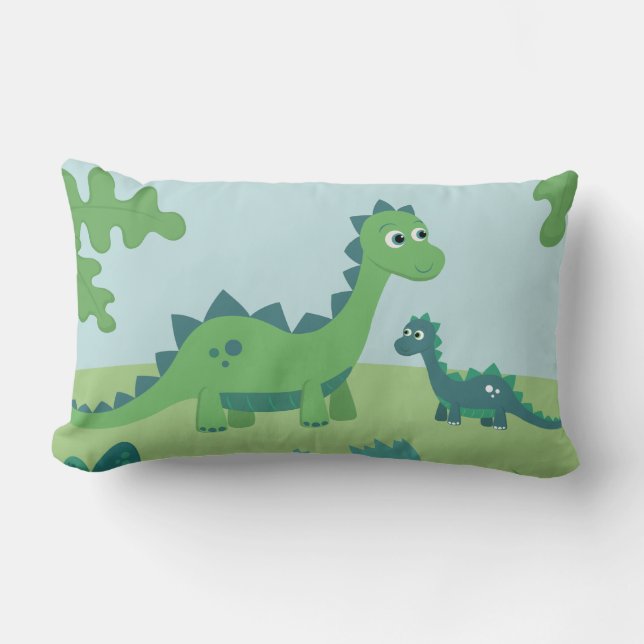Coussin Rectangle Bêtes de la mère et de l'enfant dinosaures (Recto)