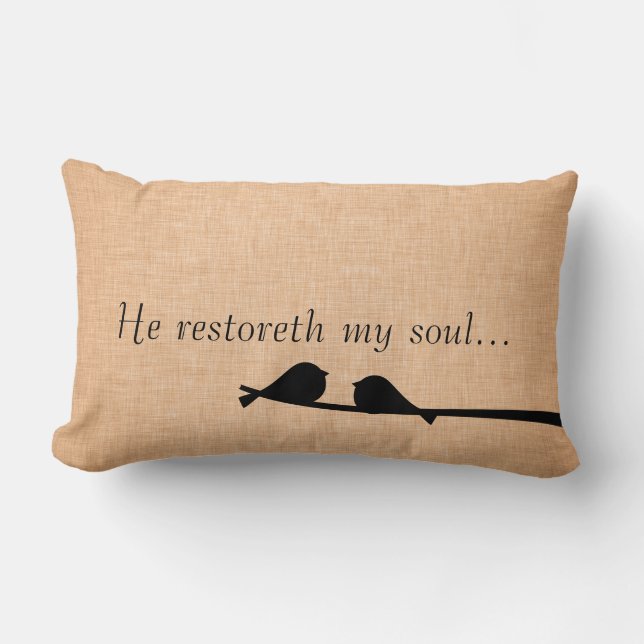 Coussin Rectangle Bible Verse Écriture; Restaure Mon Âme (Recto)