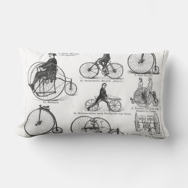 Coussin Rectangle Bicyclette à grande roue Penny Farthing (Recto)