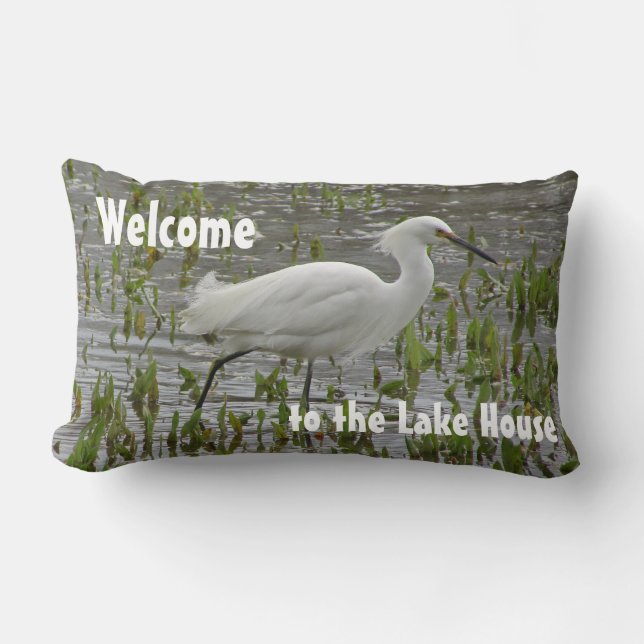 Coussin Rectangle Bienvenue à Lake House White Egret Vacation Home (Recto)