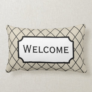 Coussin Rectangle Bienvenue Accueil Affaires Chambre d'Hôtes Jeter O