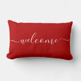 Coussin Rectangle Bienvenue Citation Calligraphie Typographie Rouge