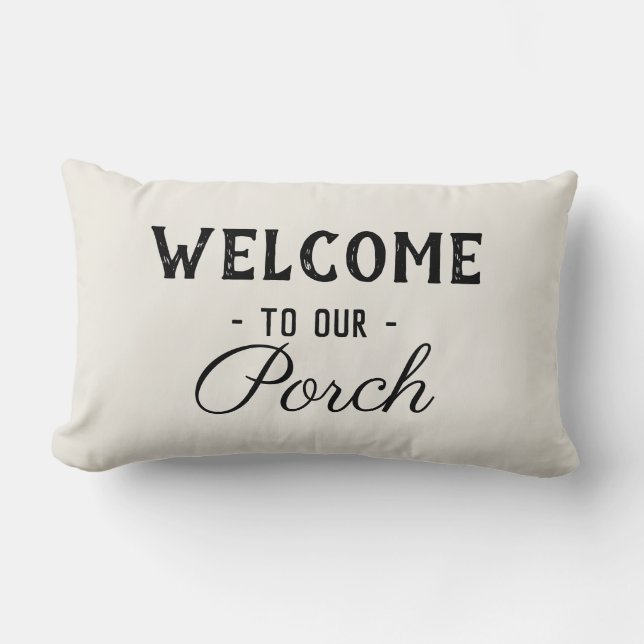 Coussin Rectangle Bienvenue dans notre Porch texte personnalisé vint (Recto)