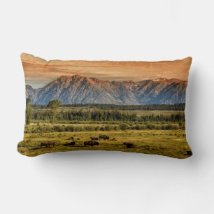 Coussin Rectangle Bison au lever du soleil