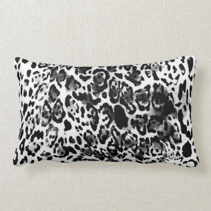 Coussin Rectangle Black et White leopard