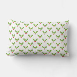COUSSIN RECTANGLE BLANC AVEC NOËL VERT & ROUGE HOLLY BERRY LEAVE