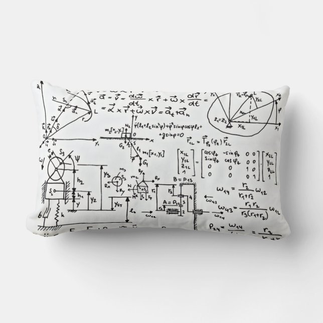 Coussin Rectangle Blanc Geeky de noir de mathématiques de maths (Recto)
