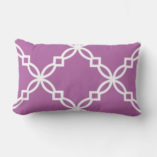 Coussin Rectangle Blanc Orchidée Grand Motif Quatrefeuilles Fantaisi
