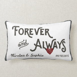 Coussin Rectangle Blanc pour toujours coeur Mariage personnalisé