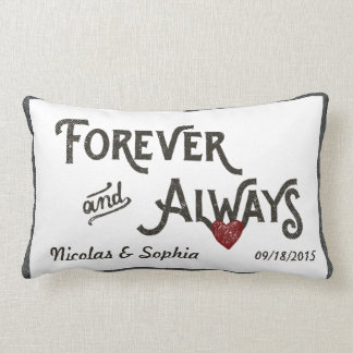 Coussin Rectangle Blanc pour toujours coeur Mariage personnalisé