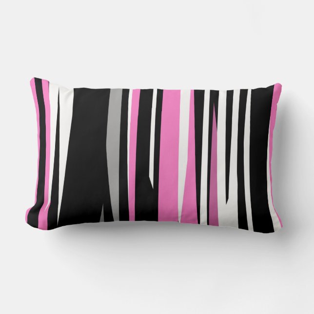 Coussin Rectangle blanc rose et noir abstrait (Recto)