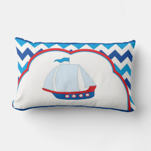 Coussin Rectangle Bleu Blanc Chevron Arrière - plan Bleu Red Voilier