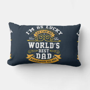 Coussin Rectangle Bleu Blanc Orange Mondes Meilleur Papa