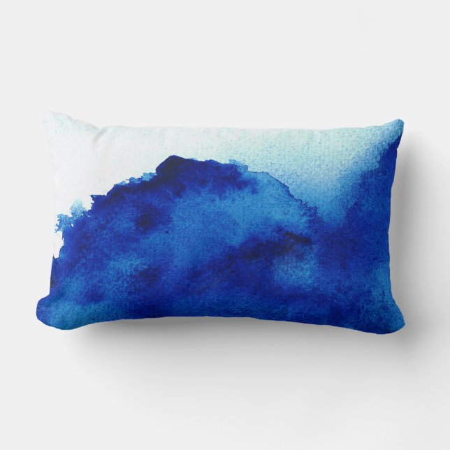 Coussin Rectangle Bleu d'aquarelle d'accent de l'Orient (Recto)